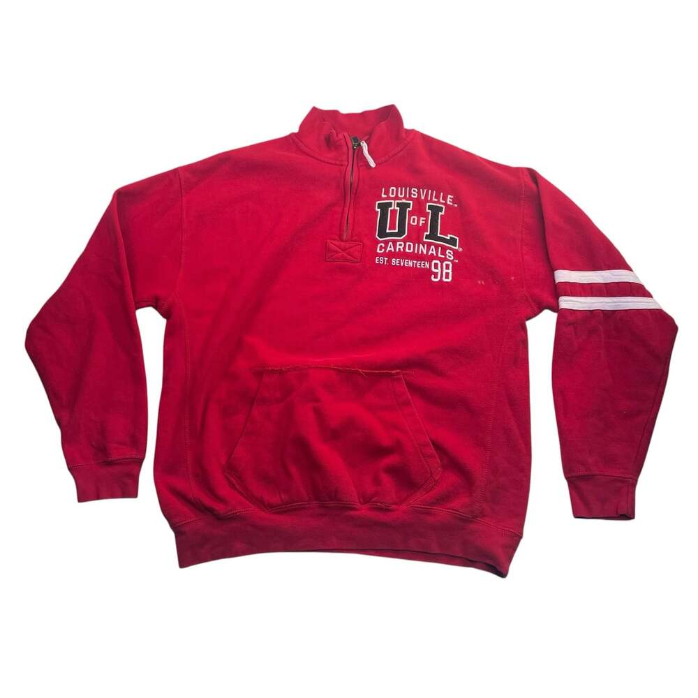 Vintage Louisville Cardinals Quarter Zip Pullover Sweatshirt Red Men’s XL